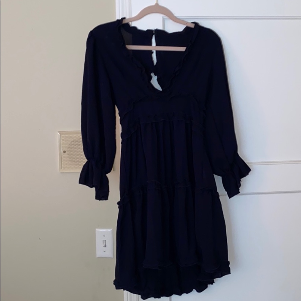 Navy blue ruffle dress